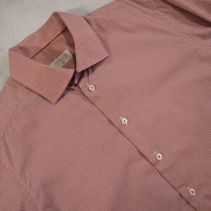 Eton Slim Sz 42/16.5  Orange/Blue  Micro-Check Cotton Dress Shirt